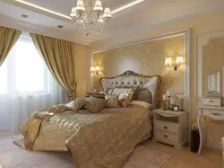 The bedroom interior is made in