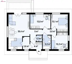 Layouts of one-story houses with three bedrooms and a garage photo