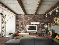 Qonaq Otağı Dizaynları Loft Kərpic