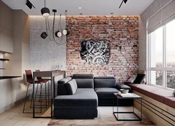 Yashash xonasi loft g'isht dizaynlari