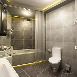 Gray yellow bathroom interior