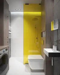 Gray yellow bathroom interior