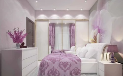 Lilac pink bedroom interior