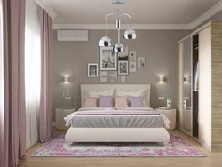 Lilac pink bedroom interior