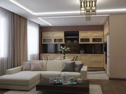 Kitchen design with a living room in a modern style