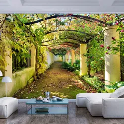 Photo wallpaper to expand the space in the living room photo