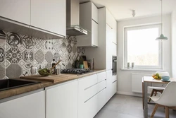 Kitchen interior design with white apron