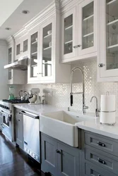 Kitchen interior design with white apron