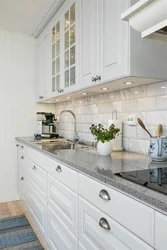 Kitchen interior design with white apron