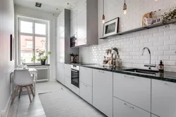 Kitchen interior design with white apron