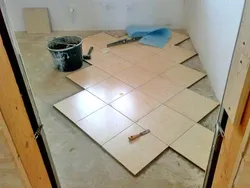 Photo of diagonal tiles in the bathroom