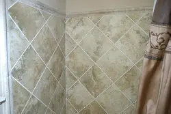 Photo of diagonal tiles in the bathroom