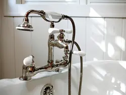 Faucet with shower for bathroom interior photo