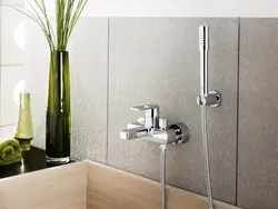Faucet with shower for bathroom interior photo