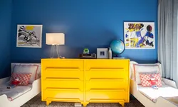 Blue yellow bedroom design