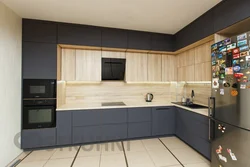 Kitchen design 9 sq m corner with TV