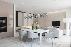 Living room dining room in light colors design