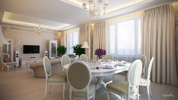Living room dining room in light colors design