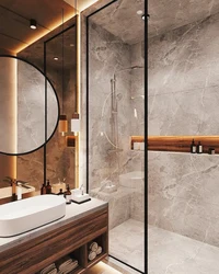 Bathroom design with marble shower