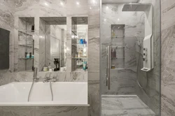 Bathroom design with marble shower