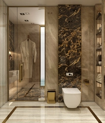 Bathroom design with marble shower