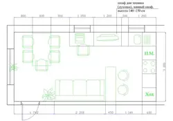 Kitchen plan with photo dimensions