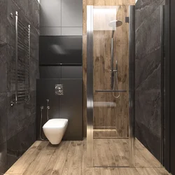 Bathroom design with wood tile shower