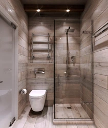 Bathroom design with wood tile shower