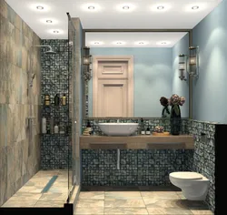 Bathroom design with wood tile shower