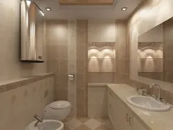 Beige combined bathroom design