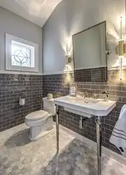 Bathroom design with half tiles