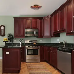 Kitchen Interior In Mahogany Color