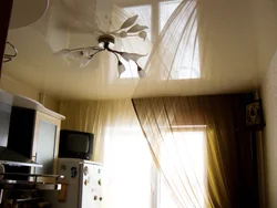 Suspended ceiling in a small kitchen photo in Khrushchev