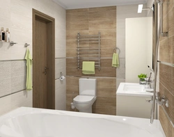 White and wood tiles in the bathroom photo