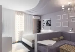 Bedroom and living room in one room 13 sq m design