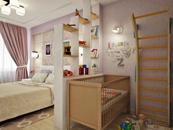 Children's room and bedroom in one 16 sq m design