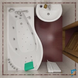 Bath design with asymmetrical bathtub