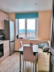 Kitchen 14 sq m with sofa and balcony photo