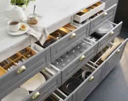 Drawers in the kitchen interior