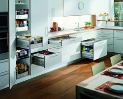 Drawers in the kitchen interior