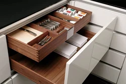 Drawers in the kitchen interior