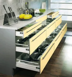 Drawers in the kitchen interior