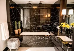 Bath design wood and black marble