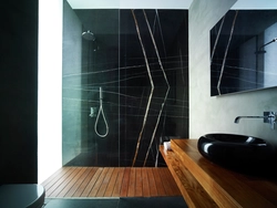 Bath design wood and black marble