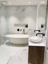 Bath Design Wood And Black Marble