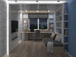 Yataq otağı ofis dizaynı 16 kv.m.
