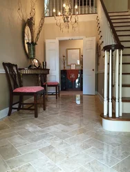 Kitchen and hallway floor design made of porcelain stoneware