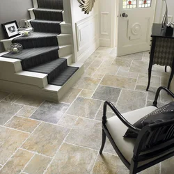 Kitchen and hallway floor design made of porcelain stoneware