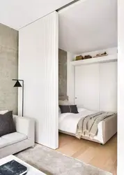 Bedroom partition in a one-room apartment photo