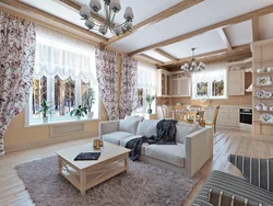 Mətbəx qonaq otağı kənd evi foto